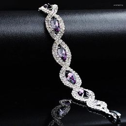 Bracelets porte-bonheur Bracelet de mariage en cristal autrichien pour femmes avec pierre couleur argent bracelets de mariée pour femmes bijoux de mode