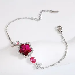 Bedelarmbanden Damesbloem gemaakt met kristallen uit Oostenrijk voor vrouwelijke bruiloftsaccessoire Trendy dame handarmband meisje cadeau