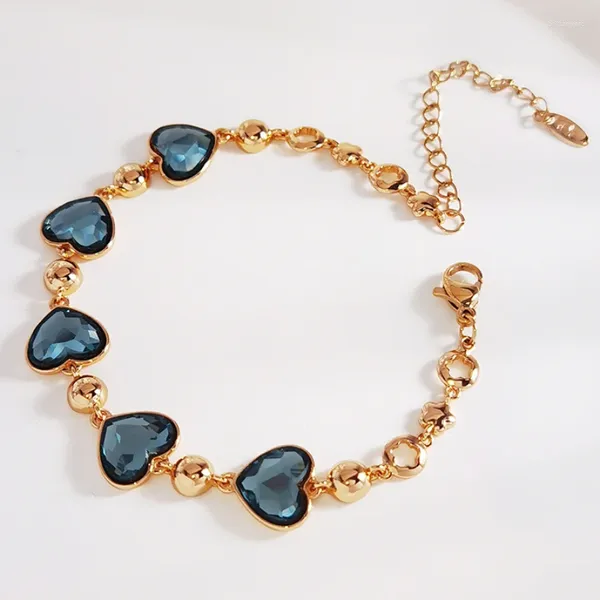 Bracelets de charme Bracelet coeur pour femme fabriqué avec des cristaux d'autriche pour les filles Bijoux de noël cadeau Top qualité bijoux de luxe à la main