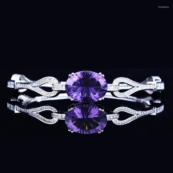 Bracelets porte-bonheur Bracelet Femme Cristal Violet Brésil Ovale Bijou Anniversaire Anniversaire Saint Valentin Cadeau
