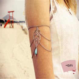 Bedelarmbanden vrouwen sexy mode hanger blad vintage waterdruppel accessoire accessoire tassel arm ketting armband lady hand sieraden voor