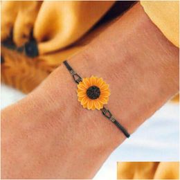 Bedelarmbanden dames zonnebloem armband creatieve touw keten mode sieraden hoogwaardige trendy metaal bransoletka drop levering dhpcv