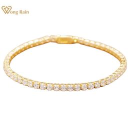 Bracelets à breloques Wong Rain 925 Sterling Silver Lab Saphir Diamants à haute teneur en carbone Gemstone Mariage Tennis Bracelet Bracelet Fine Jewelry Wholesale 230311