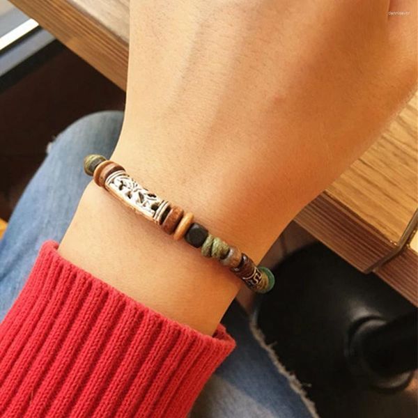 Pulseras de encanto Maderas Mujeres de estilo étnico Pulsera electroallada Reemplazo de cuerda de cera Decoración de la cadena de muñeca de la muñeca Regalo de cumpleaños