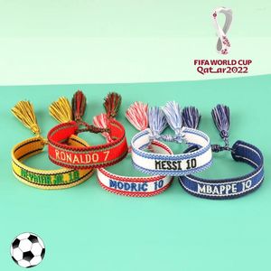 Bracelets de charme Coupe du monde Bracelet tressé Pom-pom girl acclamant la main corde à la main gland bracelet simple bijoux amitié Brac