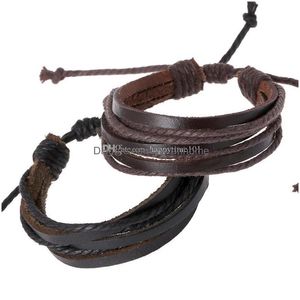 Bedelarmbanden wrap mtilayer lederen armband aanpassen gevlochten touw oneindig polsbandje bangle manchet luxe ontwerper sieraden vrouwen brac dhpxz