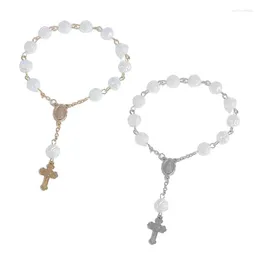 Bracelets à charme bijoux de bracelet Rosaire réglable Bracelet Religieux Perles de bracelet F19d
