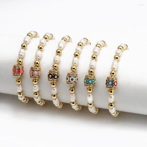 Bracelets porte-bonheur WT-MB123 magnifiques perles en émail femmes charmant Bracelet en perles de riz naturel avec des breloques en oeil de dinde