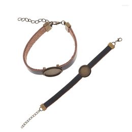 Pulseras con dijes XINYAO 1ps, soporte para pulsera de cuero, bandeja de diámetro de 18mm, ancho de cuerda, longitud de 19cm, 5cm, cadena trasera para accesorios de joyería DIY