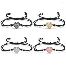 Bracelets de charme Xinyao fait à la main Cz cristal amour coeur bracelet bracelet femme réglable corde noire chaîne pour les femmes