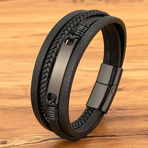 Bedelarmbanden xqni multi-layer gevlochten lederen wrap armband mannen cool trend roestvrij staal casual buckle sieraden accessoires cadeau