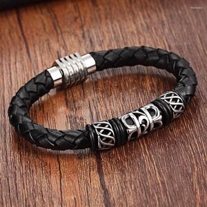 Bracelets porte-bonheur XQNI acier inoxydable cuir véritable pour femmes hommes fermoirs magnétiques 19/21 cm taille choisir bohême dames