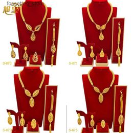 Pulseras de encanto XUHUANG Etíope 24k Color oro Conjuntos de collar de lujo para mujeres Boda árabe Conjuntos de joyería nupcial Fiesta de Dubai Regalos al por mayor Nuevo L240319