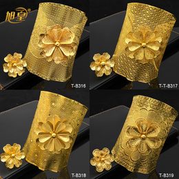 Bedelarmbanden Xuhuang Indian Plated Gold armbanden met ring Dubai Bride Wedding Party Bracelet Sieraden Geschenken Arabische charmebarmes Groothandel 230410