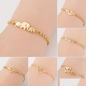 Bracelets de charme Y en acier inoxydable tendance de la mode bohême chaîne éléphant papillon étoile lune aime bracelet pour femmes bijoux cadeaux goutte dhtif