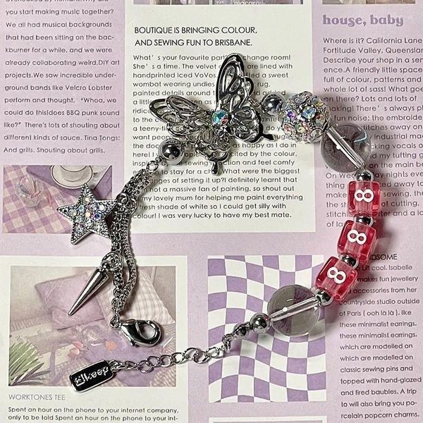 Bracelets de charme y2k papillon étoile pentagram bracelet perlé pour femmes sweet fraîche