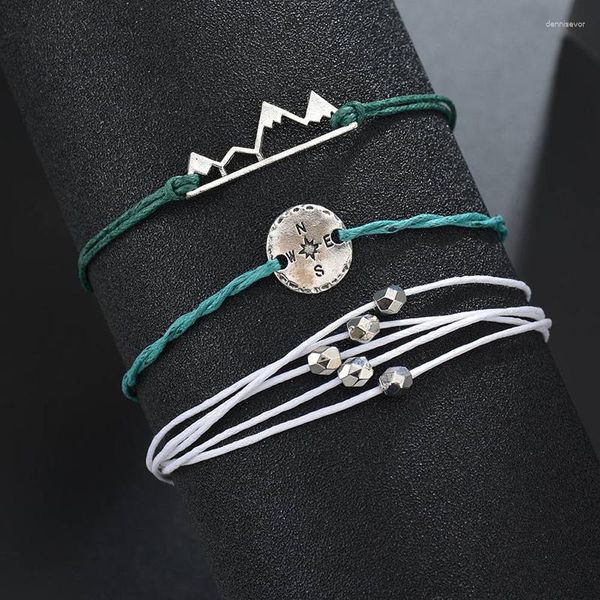 Bracelets porte-bonheur YADA couleur argent bracelets boussole bracelets pour femmes à la main corde tissage bijoux Bracelet BT200282