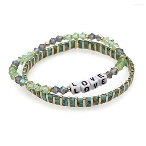 Bedelarmbanden yastyt modepaar armband sieraden sets crystal miyuki tila kralen groene set sieraden geschenken voor vrouwelijke liefhebbers