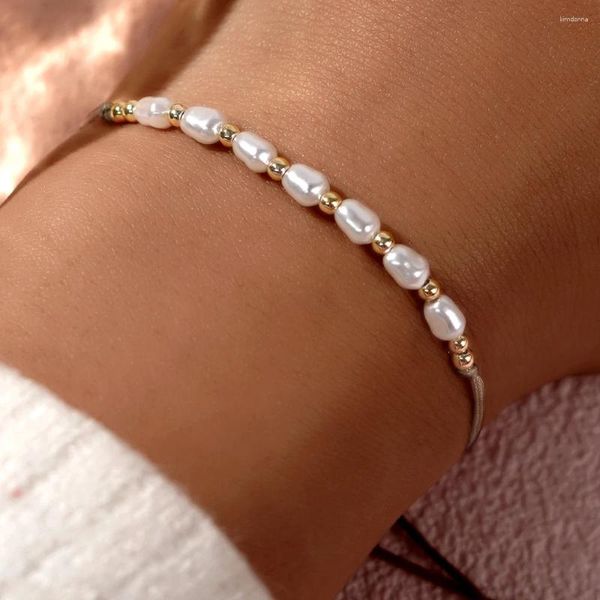 Bracelets de charme Yastyt Simple Faux Perles Femmes Bijoux De Mode Y2K 7 Perles Réglables Petits Cadeaux En Gros