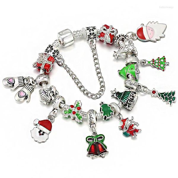 Bracelets porte-bonheur année ornements de noël bonhomme de neige gant pendentif Bracelet arbre perles marque fine femmes cadeaux pour enfants