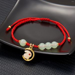 Bracelets porte-bonheur année zodiaque chanceux Jade Bracelet pour femmes à la main rouge noir corde perlée anniversaire amis chance cadeaux