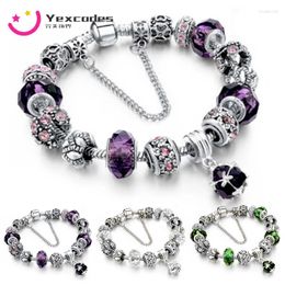 Bracelets de charme Yexcodes Bracelet de perles de cristal violet Mode européenne et américaine Pan DIY Fine pour les femmes Bracelets cadeaux