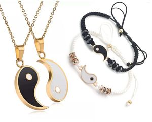 Bedelarmbanden yin yang paar vriendschap en ketting handgemaakte tai chi verstelbaar touw voor geschenken