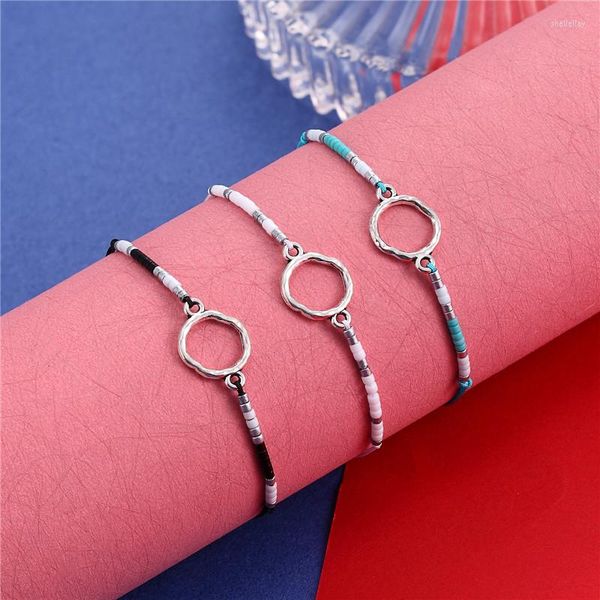 Pulseras con abalorios YIZIZAI, bohemio, geométrico, circular hueco para mujer, pulsera de cuentas pequeñas bohemias, regalos, joyería de cuerda ajustable