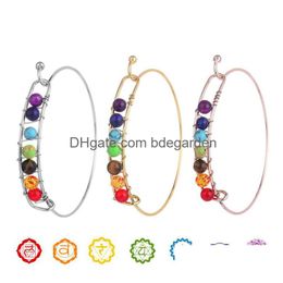 Bracelets de charme Yoga 7 Chakra Bracelet de fil pour femmes Sier Gold Bracelet en pierre naturelle Perles Reiki Bouddha spirituel Mens Bijoux de mode DHFBE