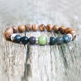 Bracelets Bracelets Yoga Tricolor ONYX Perles Bracelet Natural Quartz Stone Lucky Chakra Friendship Couple For Men Women Jewelry Gift