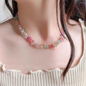 Bracelets porte-bonheur jeune fille Bracelet Design de mode coloré cristal verre collier Ins bijoux faits à la main Anime Cosplay cadeaux