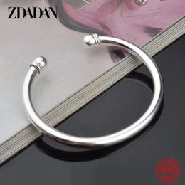 Bedelarmbanden zdadan 925 Sterling zilveren eenvoudige dubbele kralen open manchet armband bangle voor vrouwen bruiloft sieraden feestcadeaus 230424