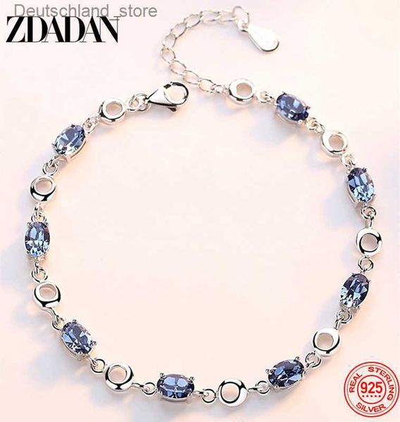 Pulseras con dijes ZDADAN 925 Sterling Silver Sapphire Charm Pulsera Cadena para mujeres Accesorios de joyería de moda Q230925