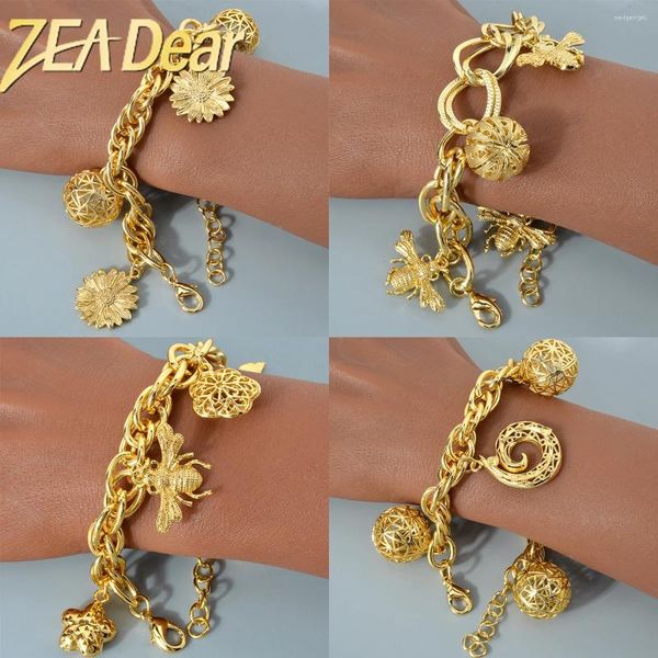 Bracelets de charme Zeadear Chic Small Goldsfishfish Animal Animal Hip Hop Link Chain Bracelet On Hand Luxury 18K Gold Color Women Jewelry