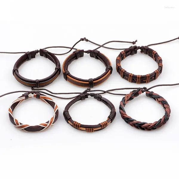 Bracelets de charme zg bracelet masculin tressé charms mode coréenne Version coréenne de simple combinaison rétro en cuir en cuir bijoux masculin