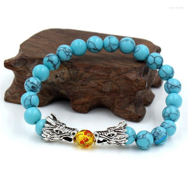 Bracelets porte-bonheur ZG Charms Haute Quantité Bracelet Pour Hommes Mode Simple Pierre Volcanique Blanc Turquoise Topaze Robinet Mâle Bracelet Bijoux