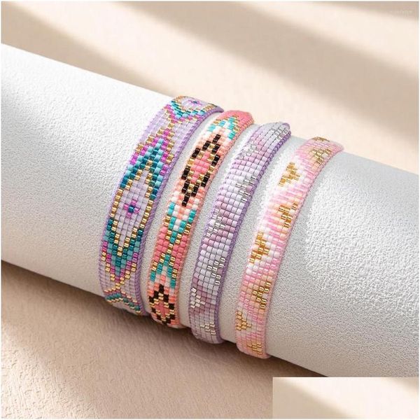 Bracelets de charme Zhongvi Miyuki Bracelet Bracelet Corde ajusté Chaîne de corde Simple For Women Girls Bijoux Bijoux Gift Handmade Drop Dh4rx