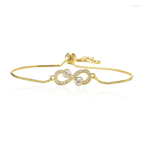Bracelets porte-bonheur Zircon coeur couleur or pour femme réglable infini amour femme bijoux cadeau fête accessoires