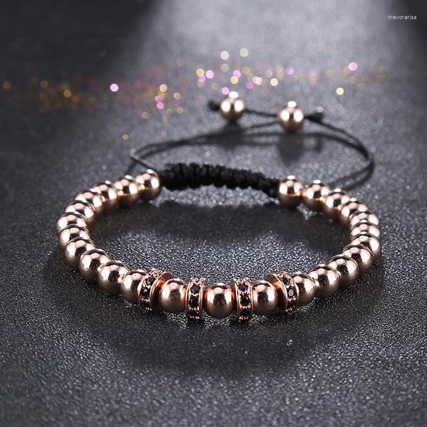 Charm Bracelets Zircon Stoppers Bangle Men 6 Mm Micro Pave CZ Beads Trenzado Macrame Regalo de San Valentín