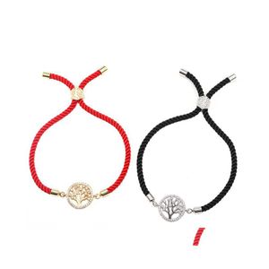 Bracelets De Charme Zircon Arbre De Vie Chaîne Tressée Réglable Micro Incrustation Bracelet Bijoux Cadeau Pour Femmes Hommes Avec Carte De Souhait Drop Deliv Dhsjr