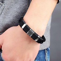 Bedelarmbanden Zlxgirl Gitbruin Echt Leer 316L Roestvrij Stalen Man Gesp Armband Mode Hand Punk