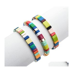 Bedelarmbanden zmzy aankomst gestapelde regenboog sieraden groothandel glazuur tegel bead armband mode op maat voor vrouwen drop leveren dheli