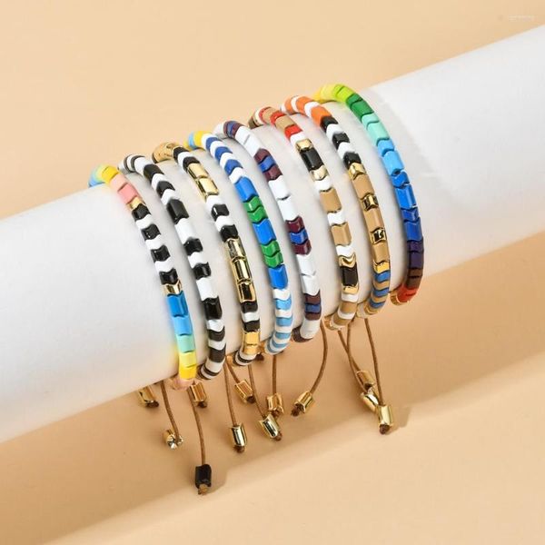 Pulseras con abalorios ZMZY, pulsera de cuentas de ondas bohemias para mujer, cadena de cuerda de cuentas de Color esmaltado, joyería de verano Bohemia para mujer