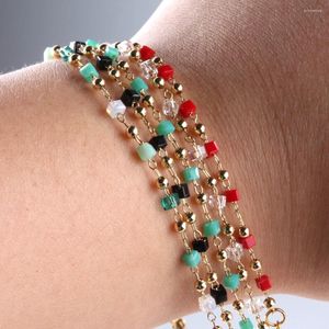 Bracelets de charme Zmzy Boho Square Glass Crystal Beads Bracelet Friendship Bohemia Ajustement pour femmes bijoux de bracelet