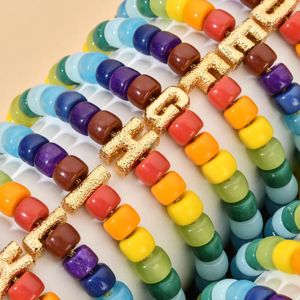 Bracelets porte-bonheur ZMZY Boho perles de pierre réglable nom lettre Bracelet mode couleur or corde main bijoux cadeau d'anniversaire