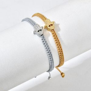 Bracelets porte-bonheur ZMZY cuivre Hamsa main oeil perles chanceux tressé corde chaîne Bracelet pour femmes hommes avec bonne chance