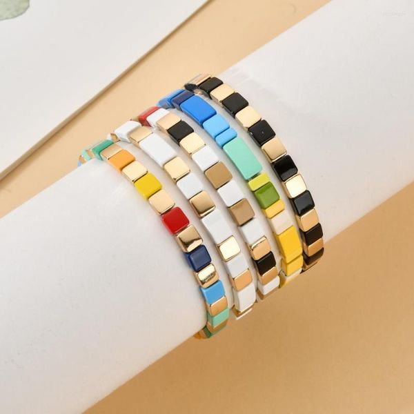 Pulseras con abalorios ZMZY, bonita pulsera elástica con cuentas de colores bohemios, joyería de Surf multicolor a la moda, pulsera elástica hecha a mano para mujer