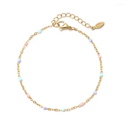 Bracelets de charme zmzy couleur fraîche chaîne de liaison mince collocation de mode acier inoxydable pour femmes cadeaux de bijoux chanceux