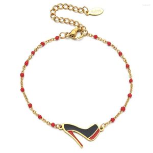 Bracelets porte-bonheur ZMZY talons hauts Bracelet rouge pendentif en acier inoxydable chaîne chaîne Couple pour femmes bijoux danseur Sexy cadeaux