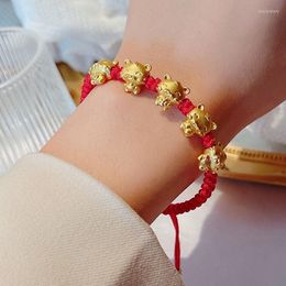 Bedelarmbanden Zodiac jaar armband Chinese stijl tijger doorvoer vijf os little maverick rode string wrap braceletscharm inte22